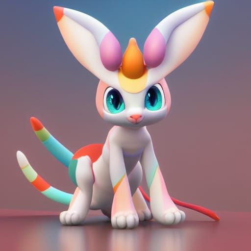Sylveon Concept Art in Vibrant Digital Style