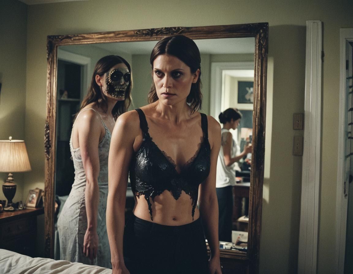 A Woman Confronts a Sinister Presence in the Night