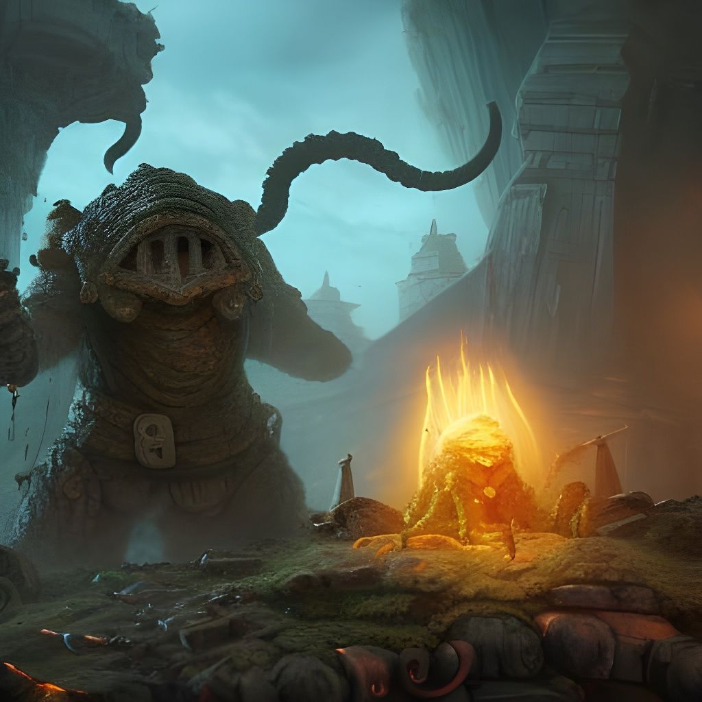 Surreal Skaven Schaman Summons Ancient Digital Golem