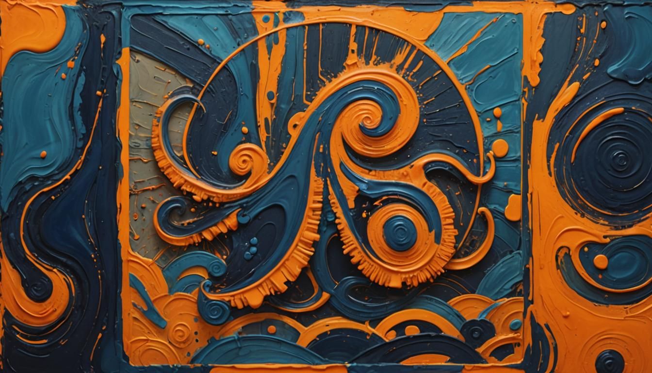 Vibrant Abstract Art Swirling on Dark Canvas