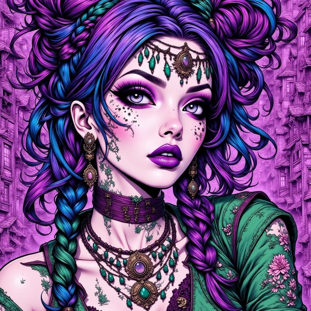 Regal Woman in Vibrant, Surreal Dreamscape