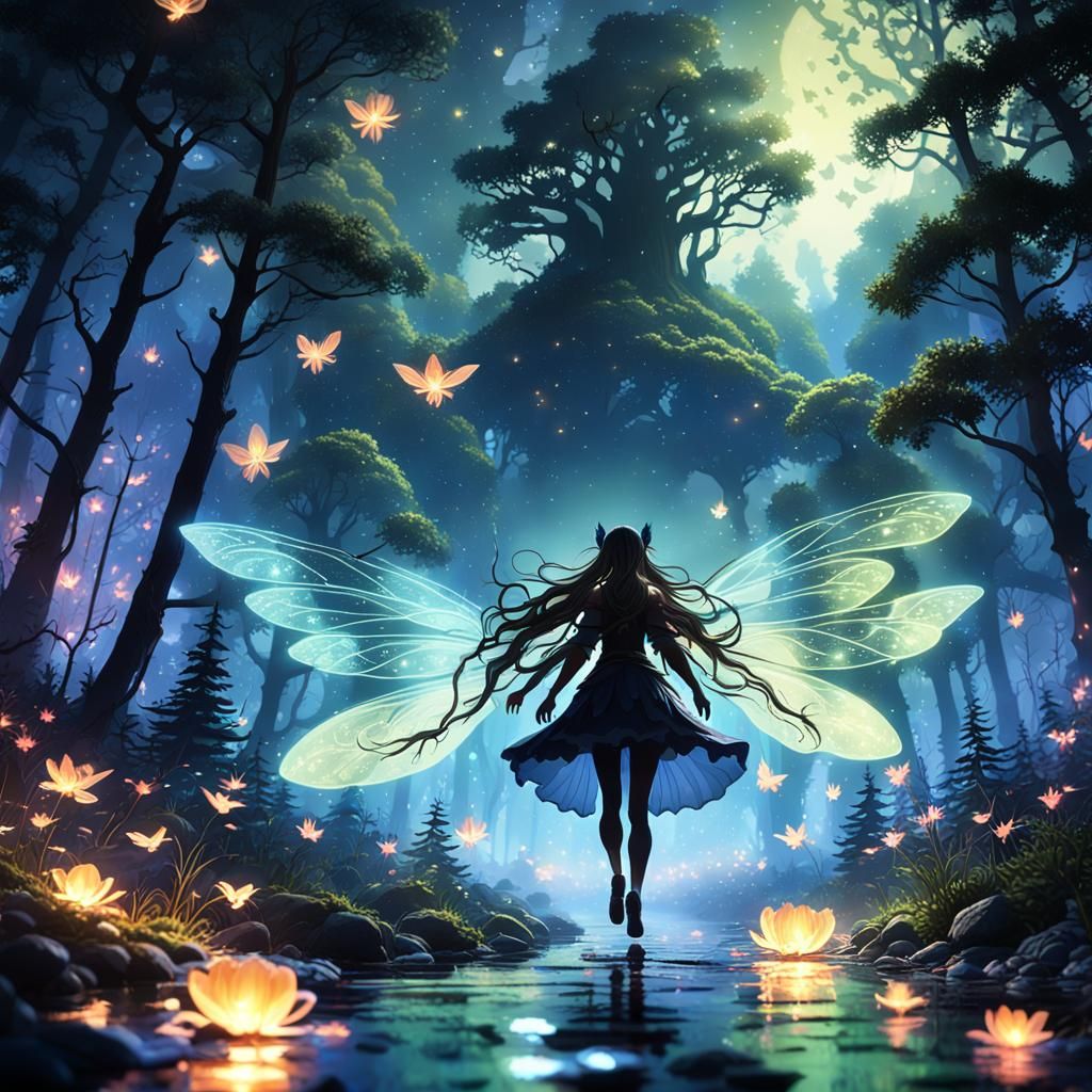 A silhouette of a dark fairy