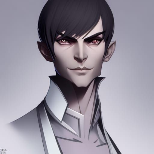 Ethereal Vampire Lord in Dramatic White Attire