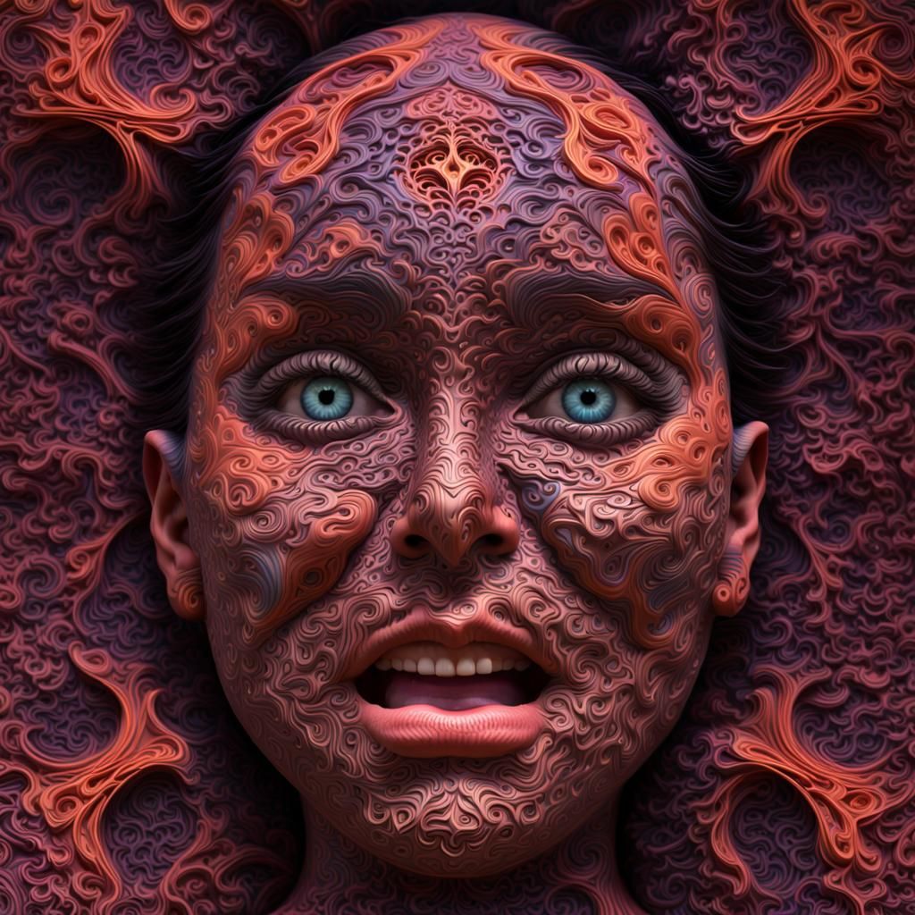 Emotionally Charged Fractal Portrait in Detailed Matte Paint...