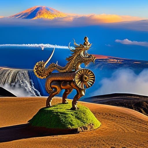Surreal Steampunk Dragon Dominates Dali-Inspired Landscape