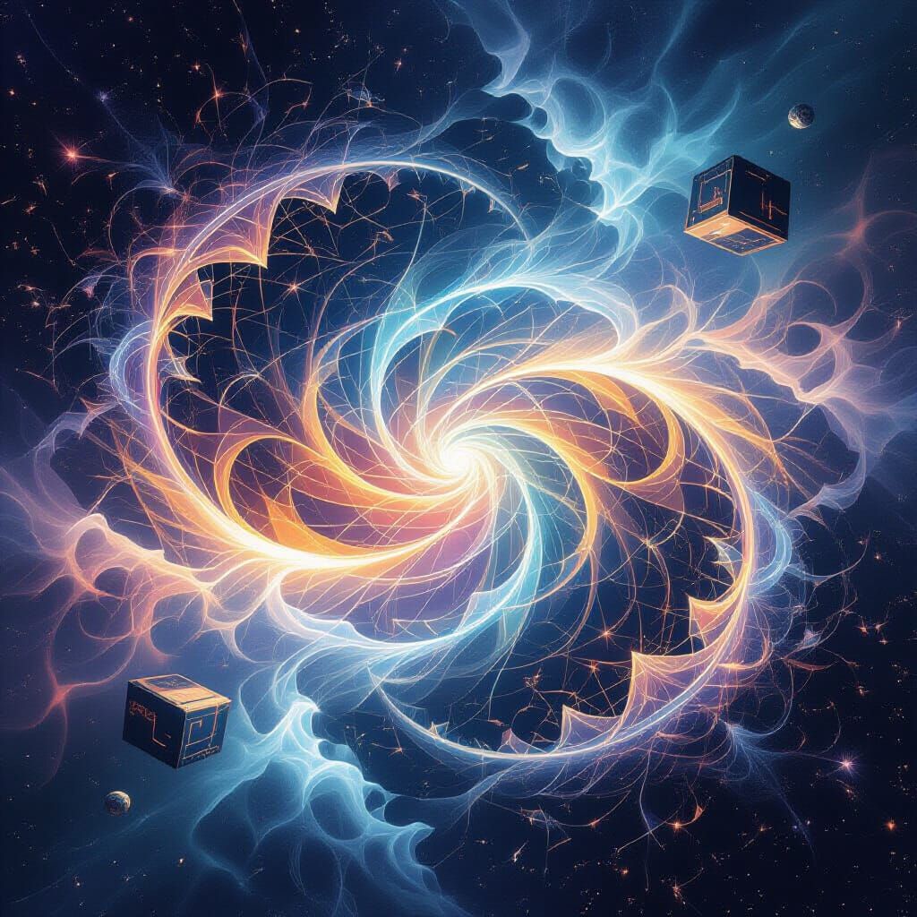 Otherworldly Abstract Art with Luminous Colors and Fractal G...