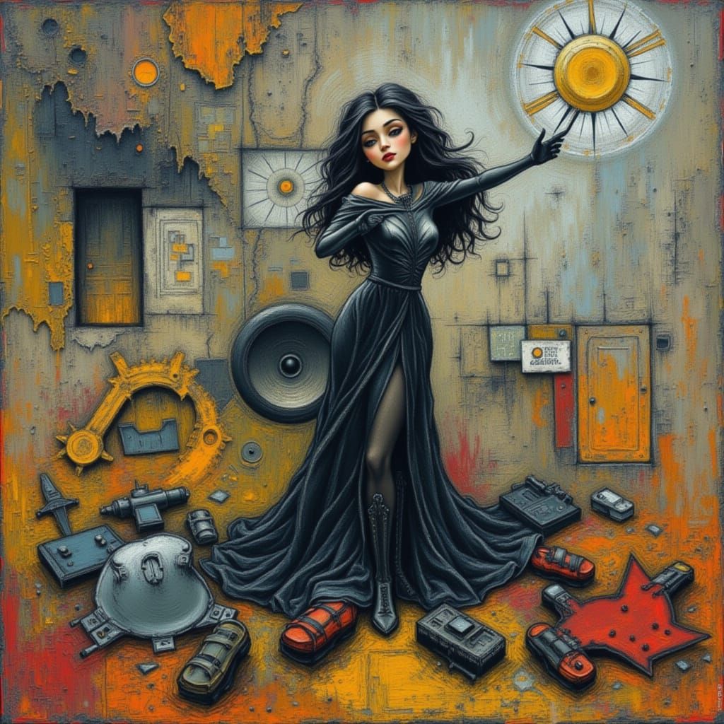 Abstract Figures in Neon Chalk and Flux Caricature Style