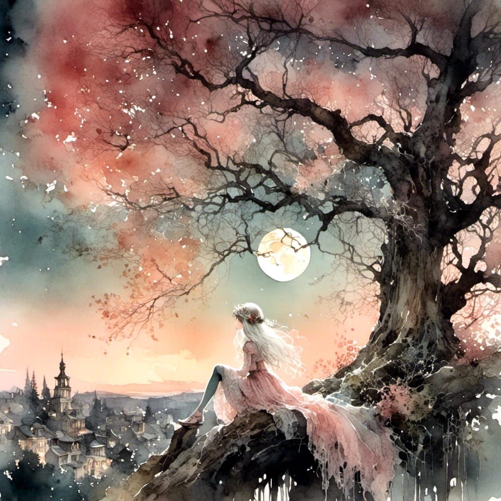 Elegant Vampire Woman in Anime Style