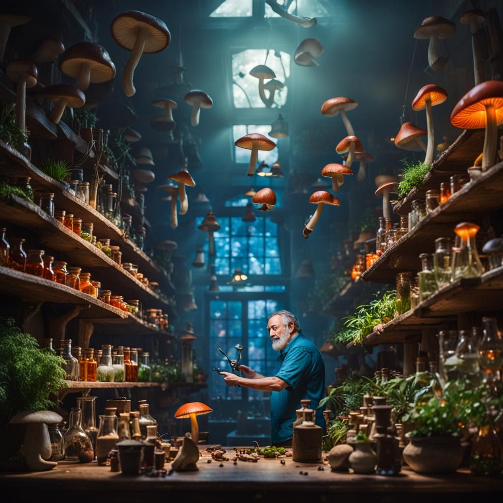 Enchanted Apothecary in Whimsical Medieval Scene