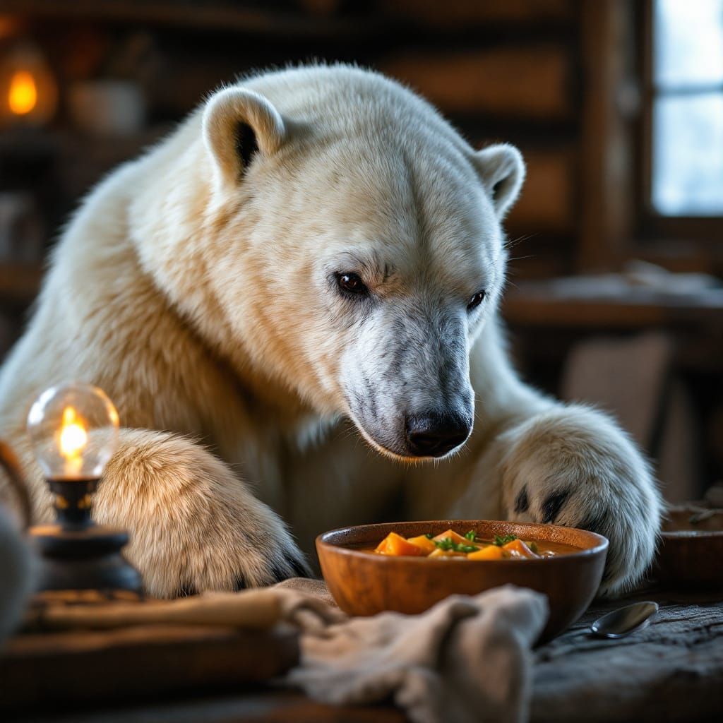 "Be careful Percy," said Byron as the polar bear gently pull...