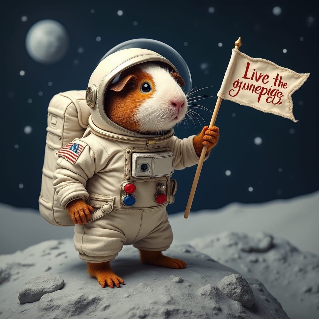 Astronaut Guinea Pig Explores Moon