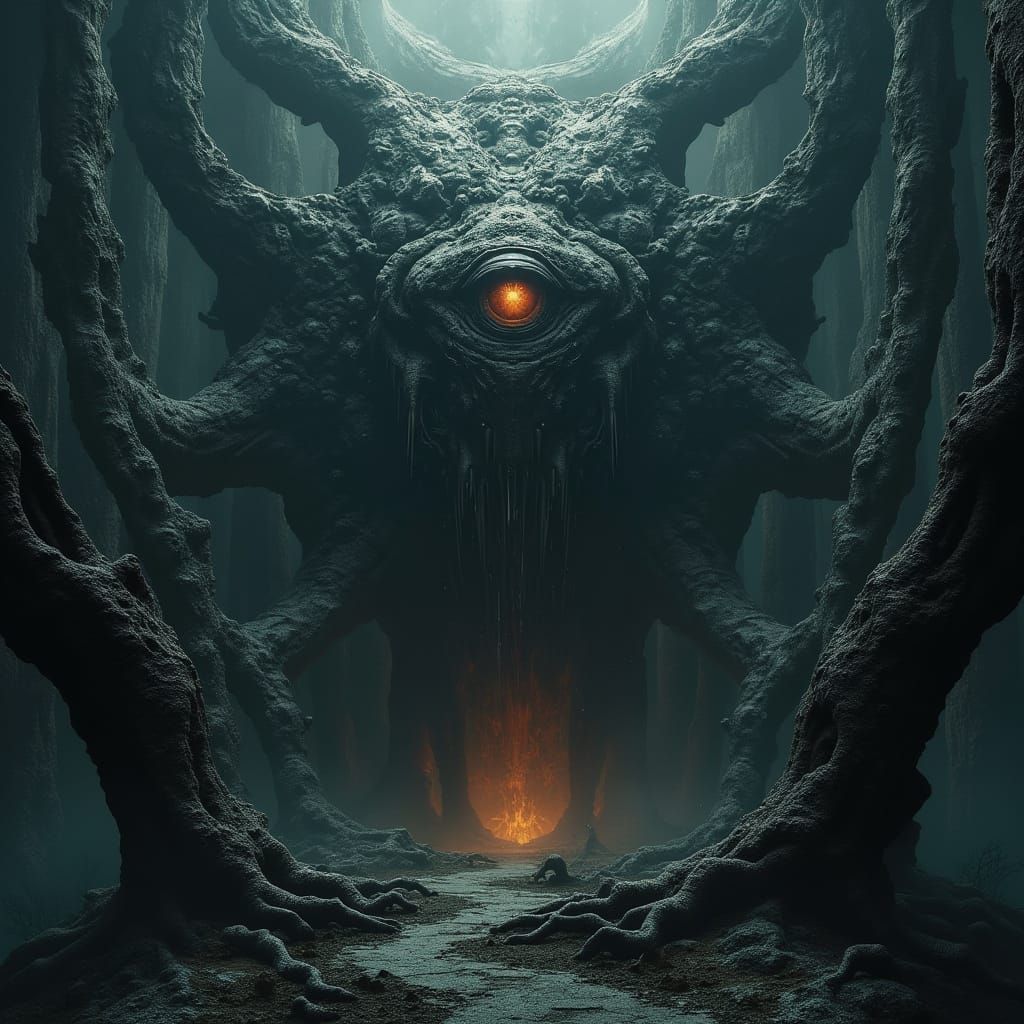 Ethereal Geometric Monolith in Dark Gothic Aesthetic