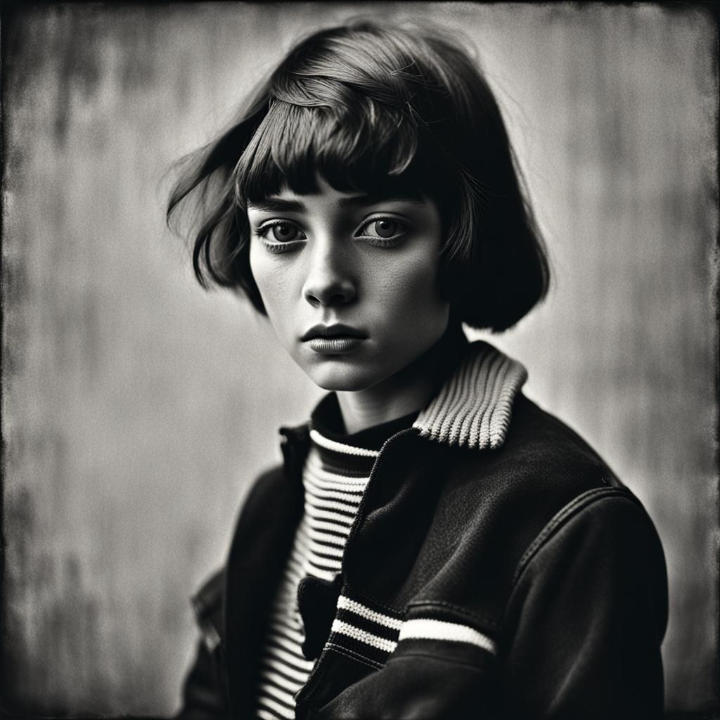 Mod Suede Head Girl in 1960s Style Portrait