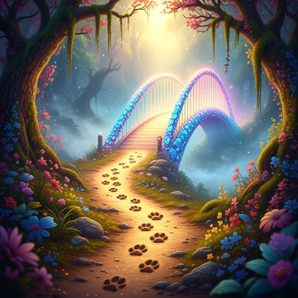 Radiant Rainbow Bridge Beckons Through Ethereal Mist