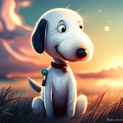 Surrealistic Snoopy Portrait in Cosmic Setting
