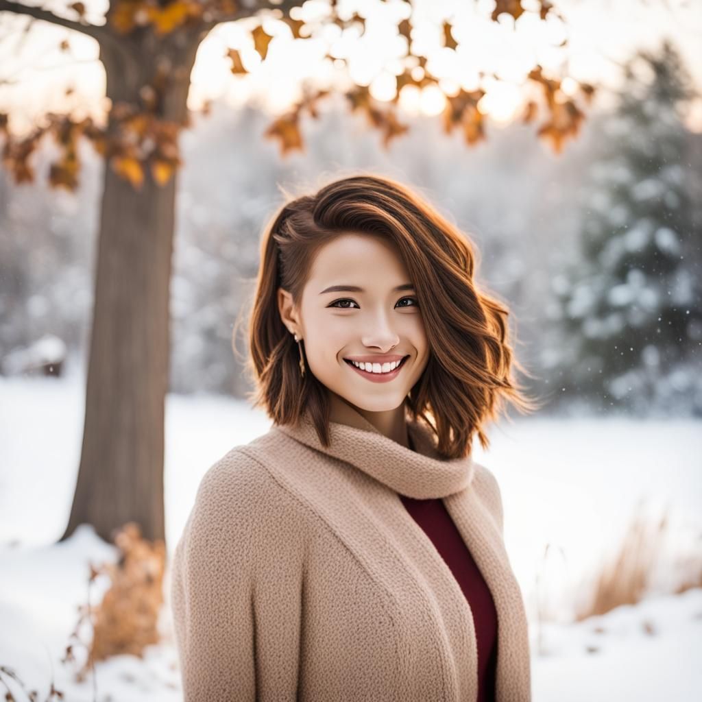 A portrait of a young beautiful, smiling girl