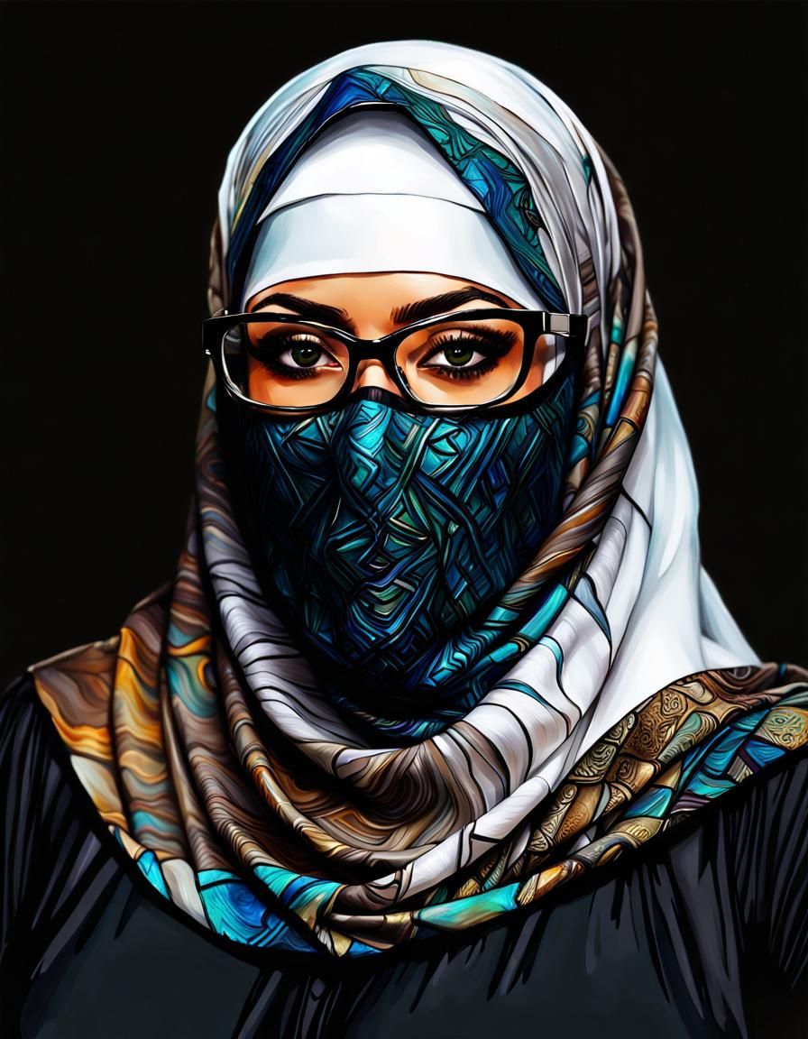 Psychedelic Pop Art Portrait of Niqabi Woman