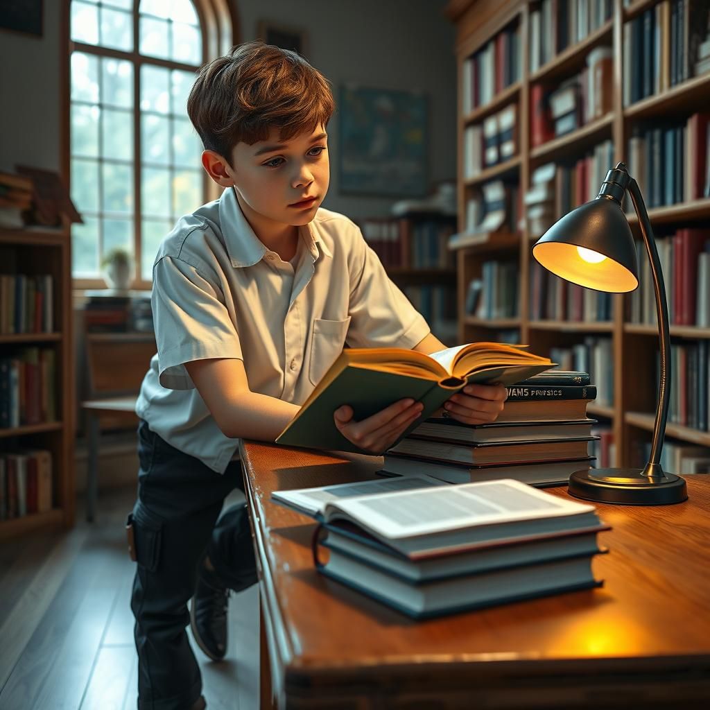 Hyper-Realistic School Library Scene in Cinematic Style