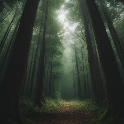 Mystical Forest Illuminated by Vibrant Light Orbs in a Profe...