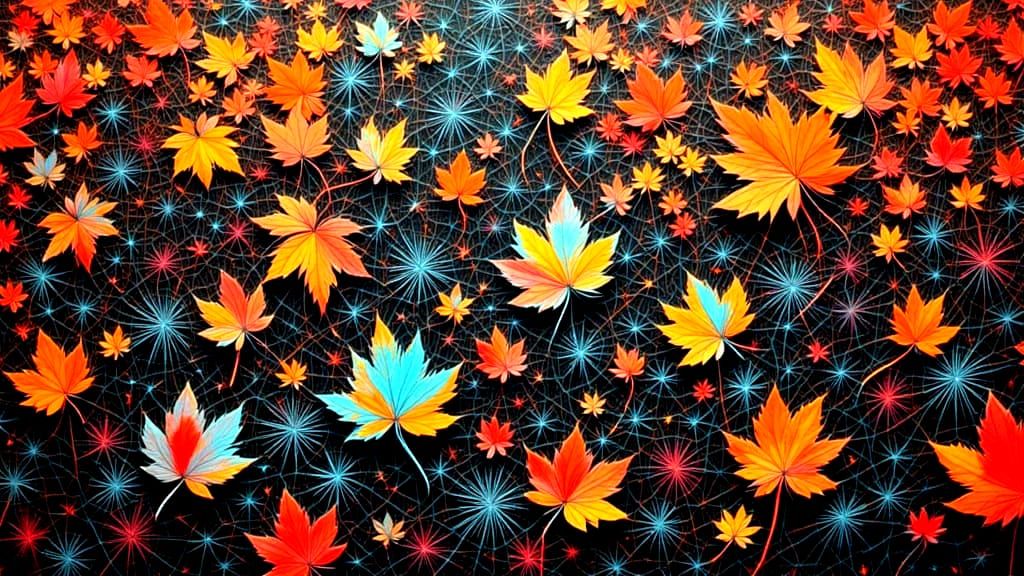 Kinetic Pointillism Autumn Vibes as Abstract Fractal Art