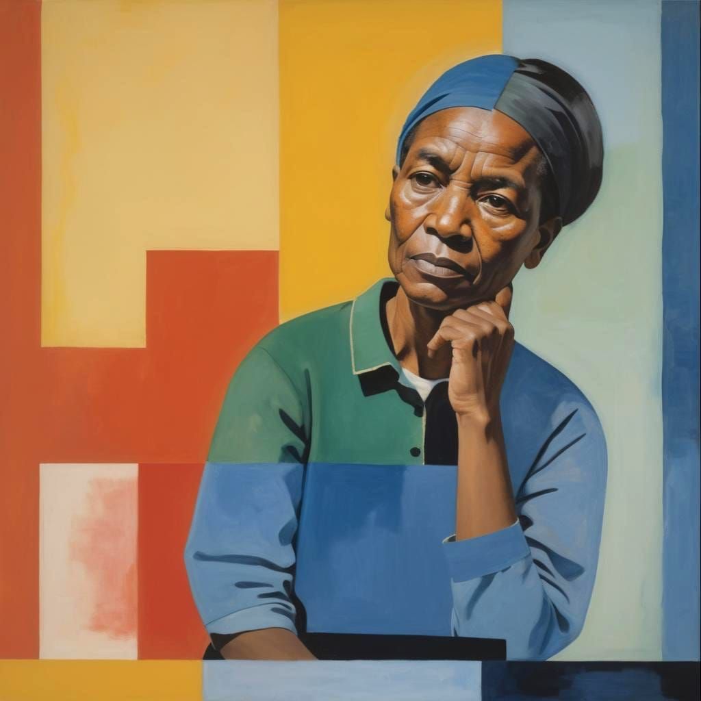 Woman Lost in Thought on Vibrant Background