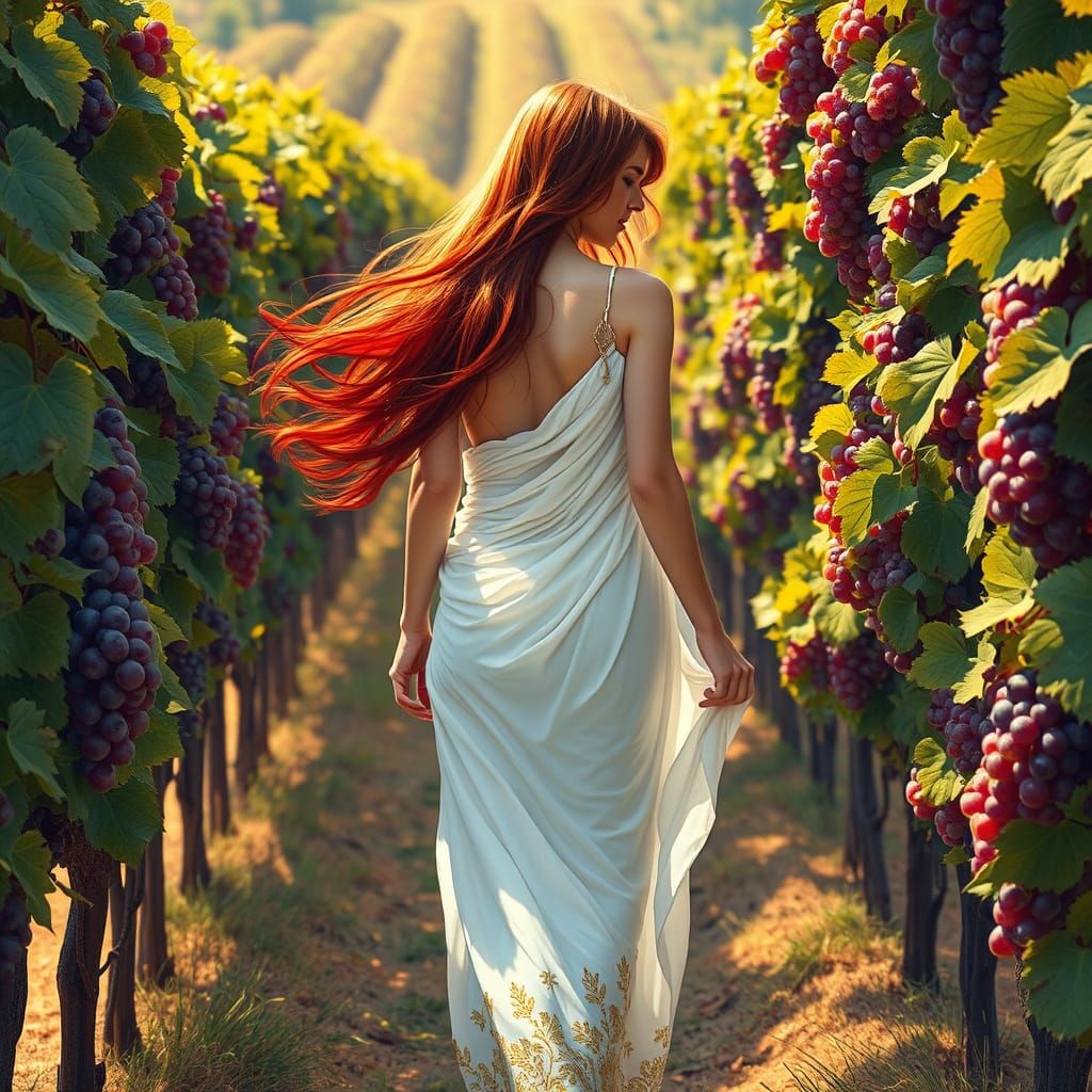 Goddess of the Vineyard in Impressionist Style