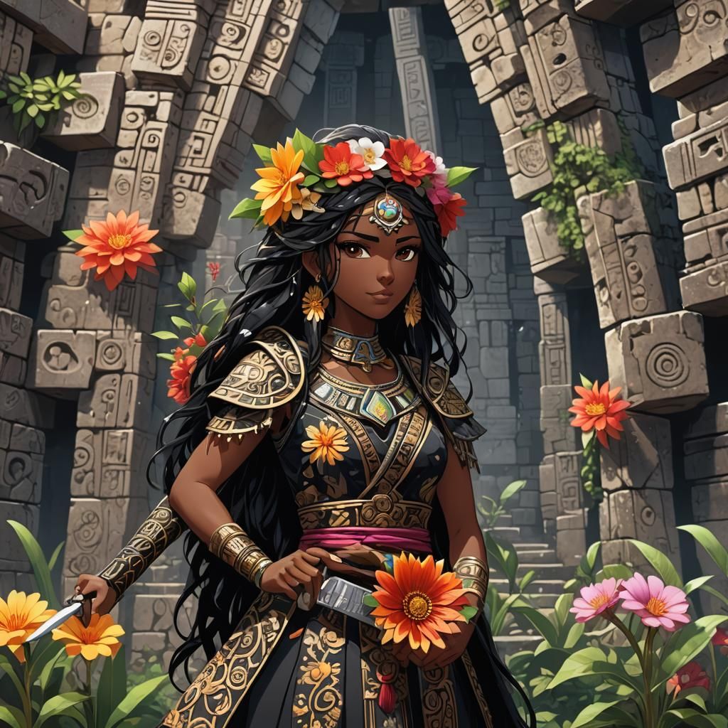 Surreal Mesoamerican Goddess Embodied