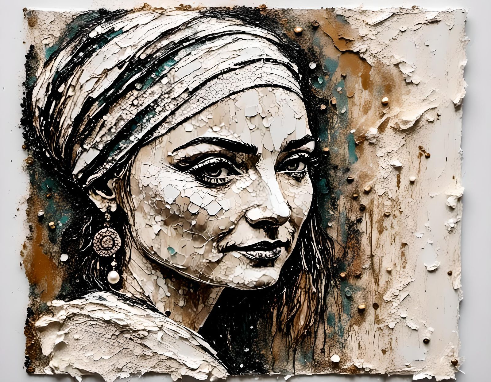 Impasto Primitive Eroding Portrait of a Young Girl