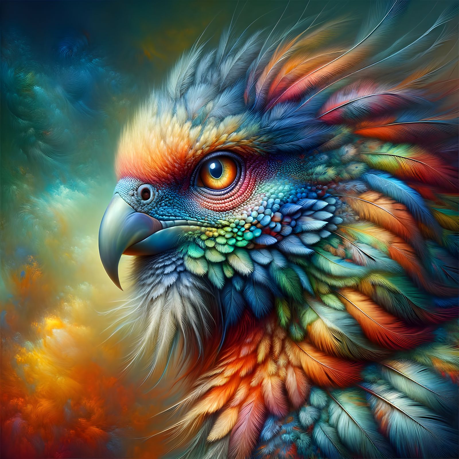 Surreal Avian Portrait in Vibrant Colors
