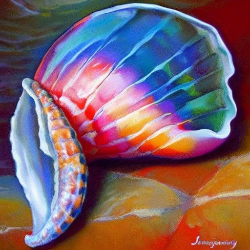 Dreamy Sea Conch Shell in Vibrant Prismatic Hues