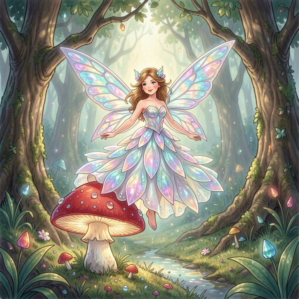 Whimsical Fairy in Enchanted Forest Glade