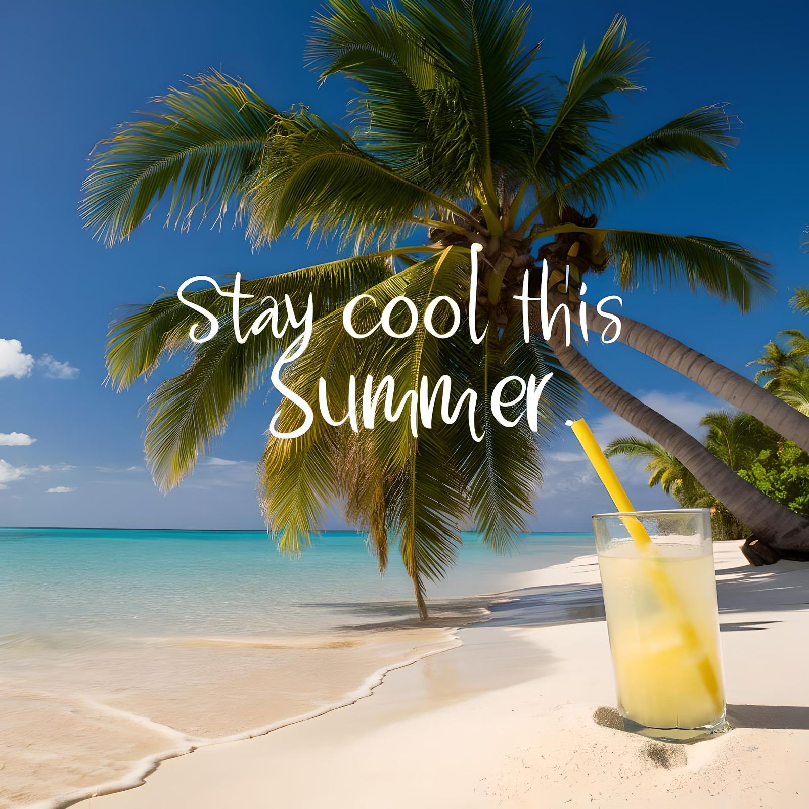 Swaying Palm Tree in Tropical Beach Oasis