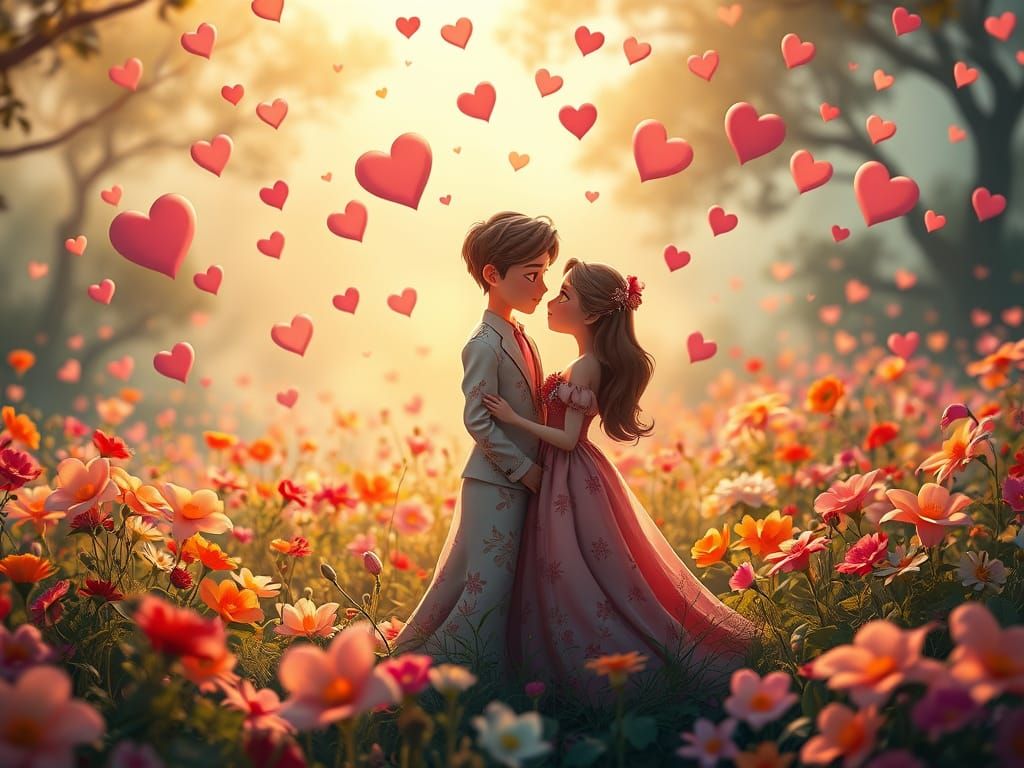 Romantic Disney-Inspired Meadow Scene in Dreamy Golden Light