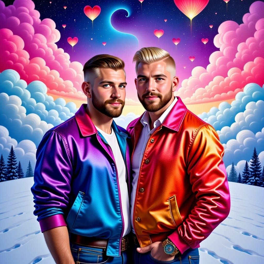 Handsome masculine cute couple