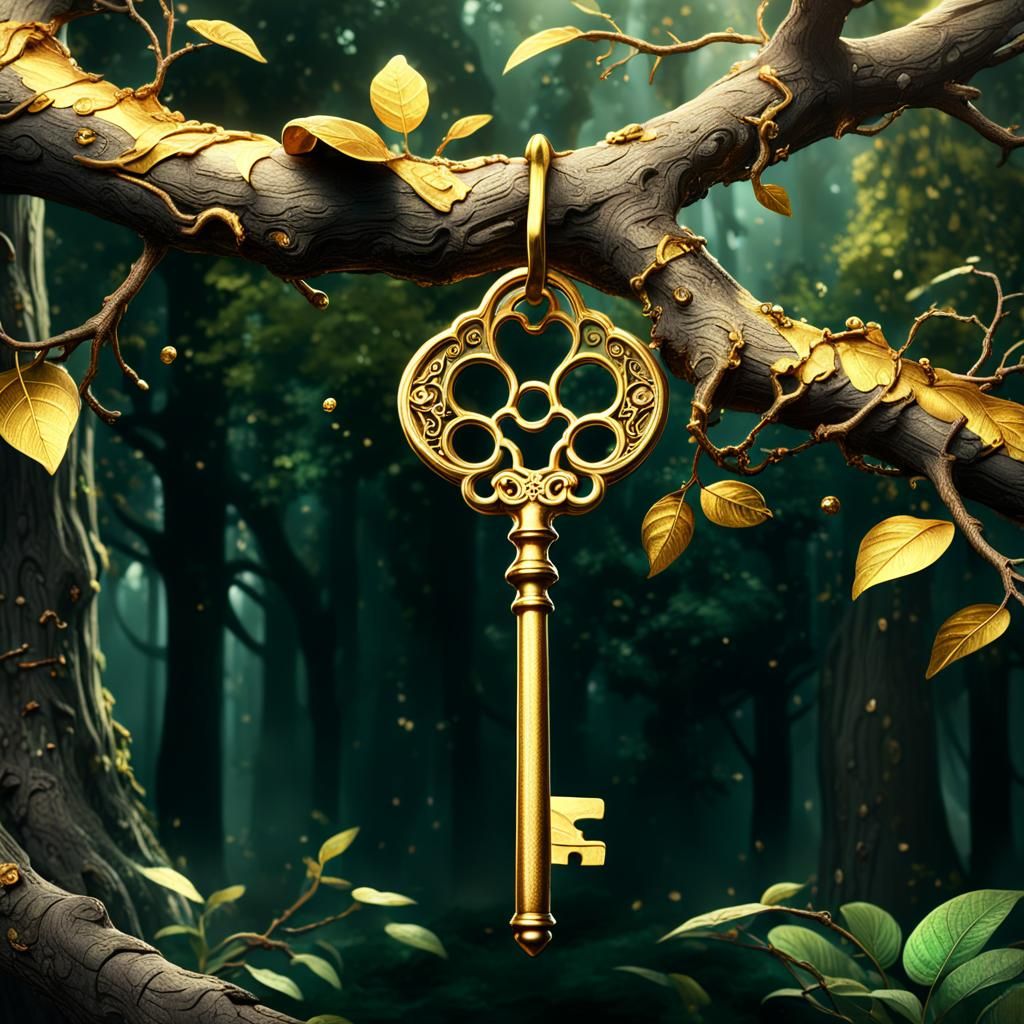 Golden Key Born from Nature's Secret Tree Branch