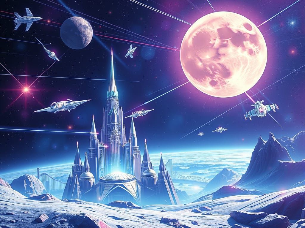 Cyberpunk Metropolis on the Moon