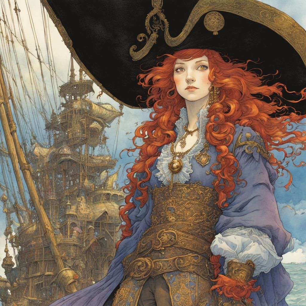 Pirate Queen in Whimsical Watercolour