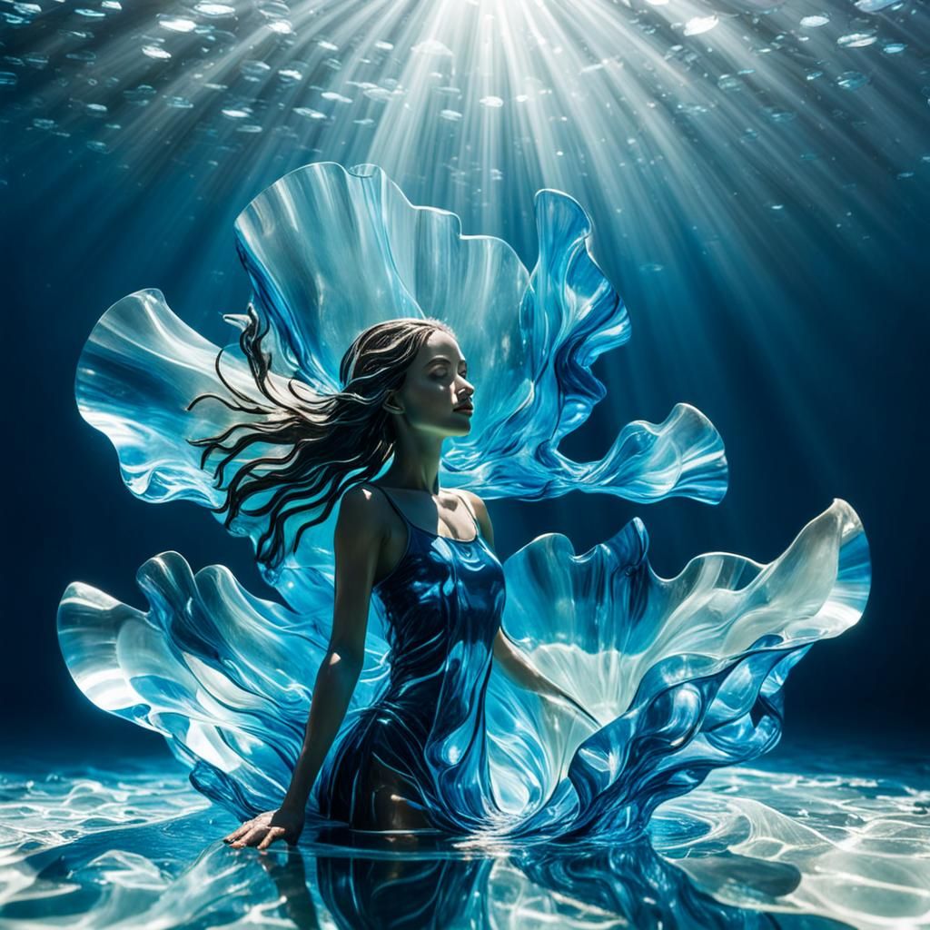 Surreal Water Girl Illuminated by Sunlight