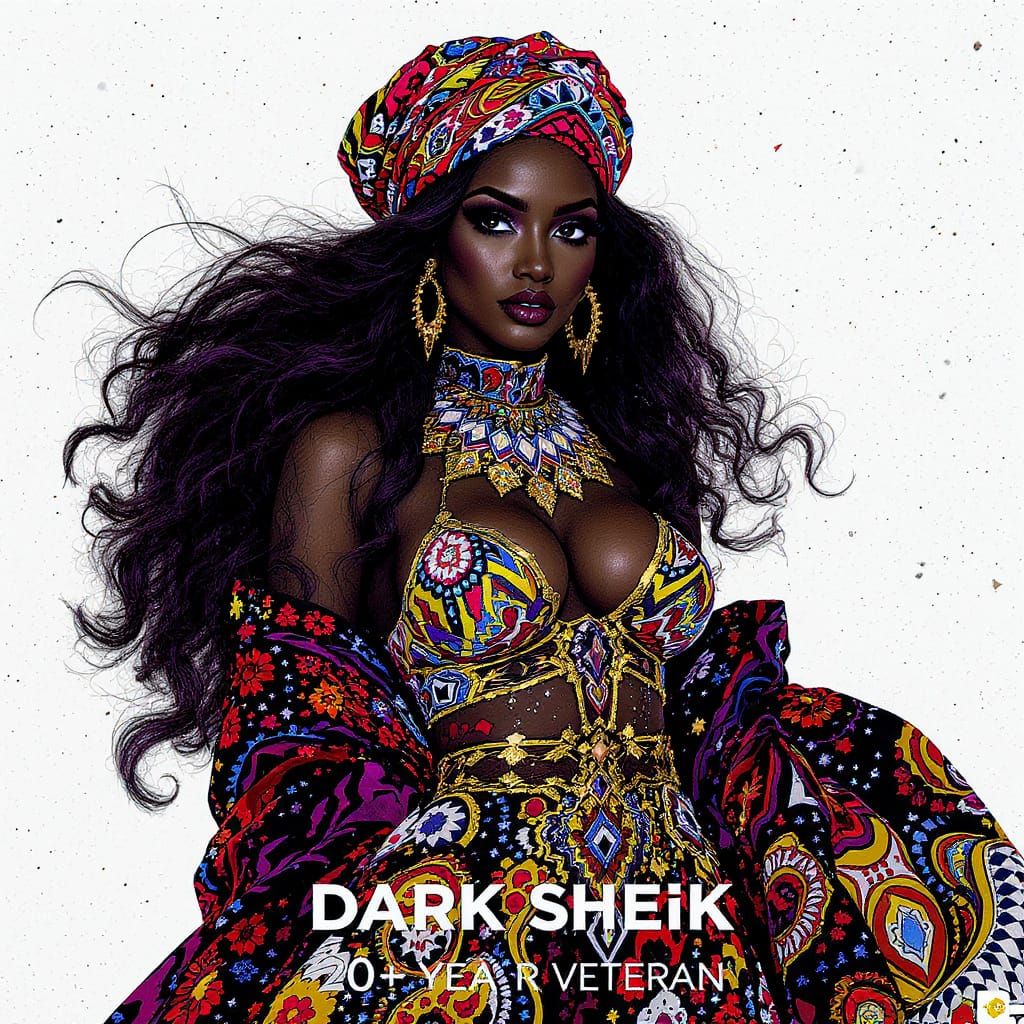 Dynamic Illustration of Dark Sheik in Stylized Portrait