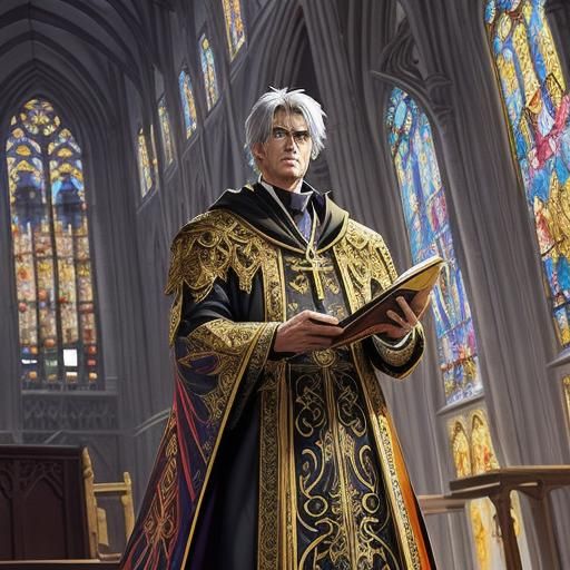 Gothic Bishop in Anime Style