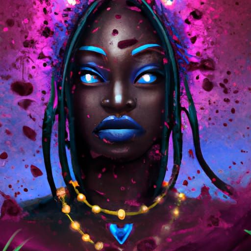 African Goddess Oya Revealed in Vibrant Purple Hues