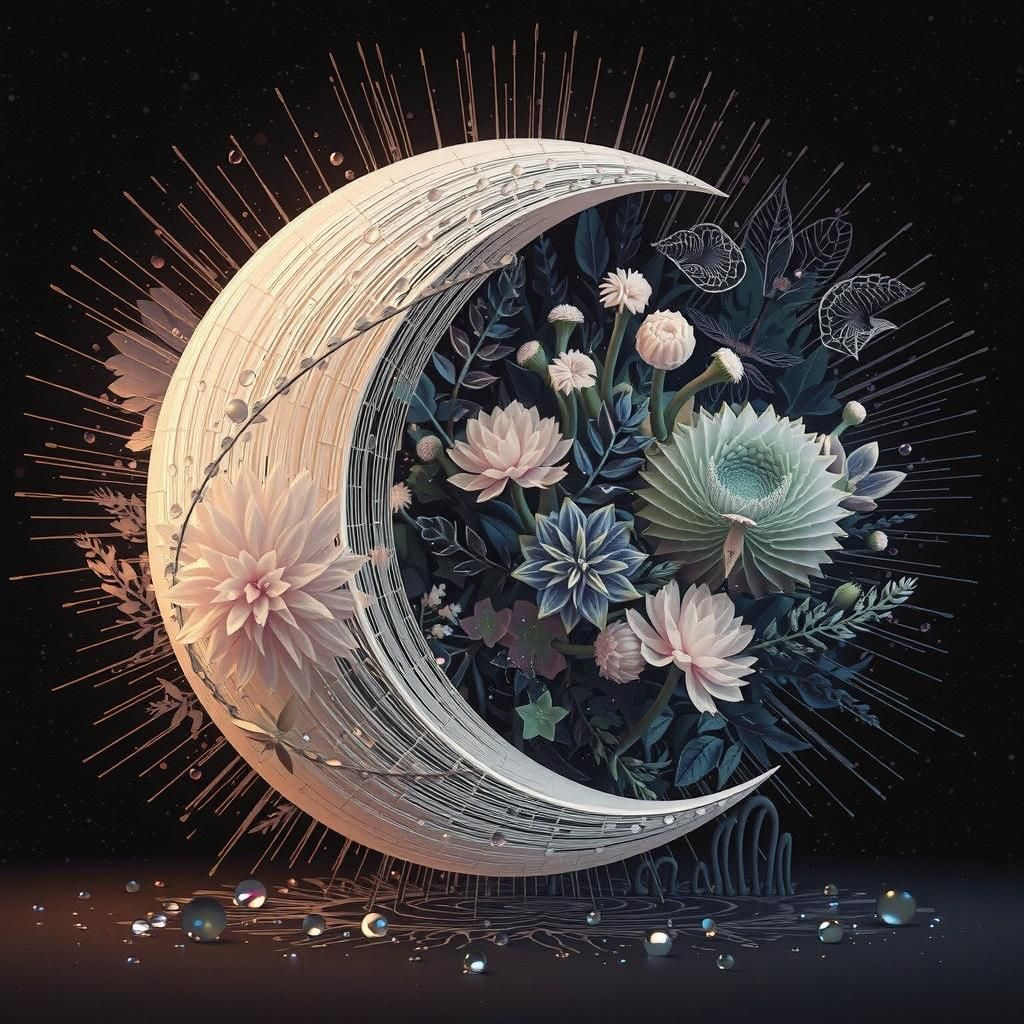 Ethereal Fairy Perched on Dewy Mushroom, Art Deco Whimsy