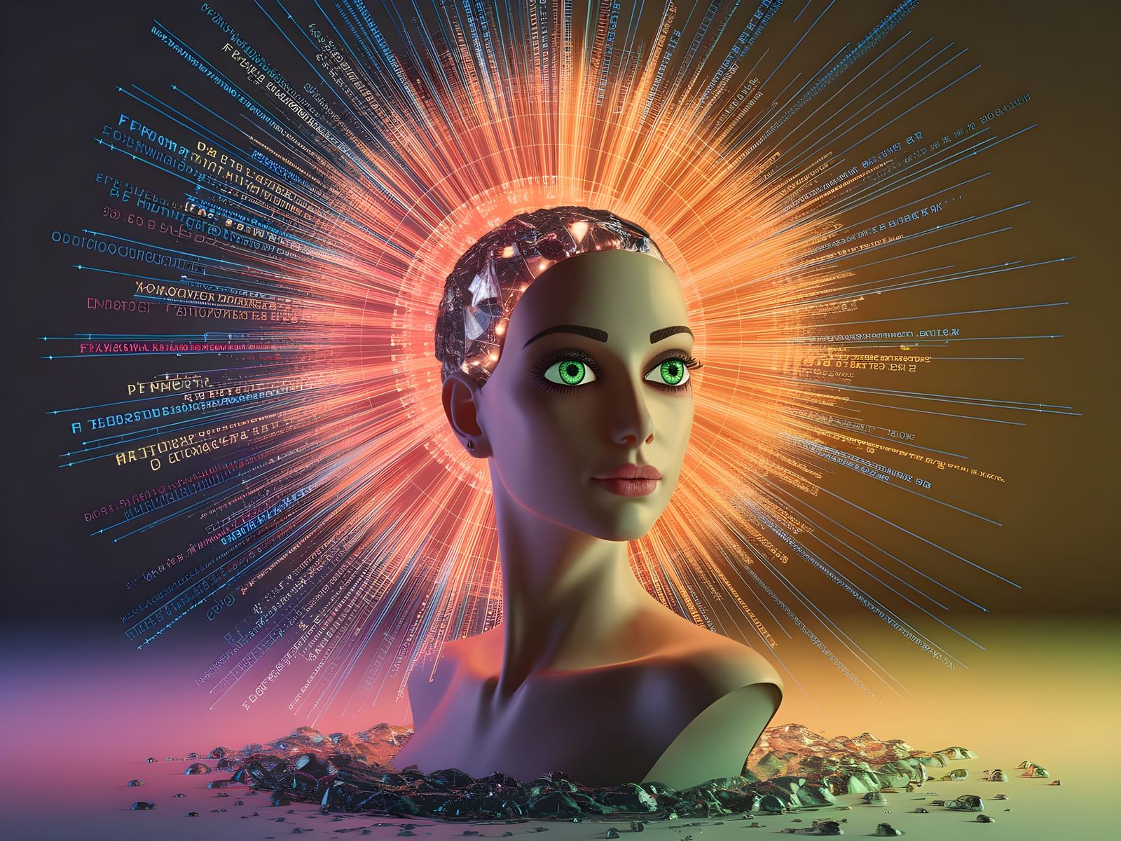 AI Portrait Emerging from Mathematical Codes