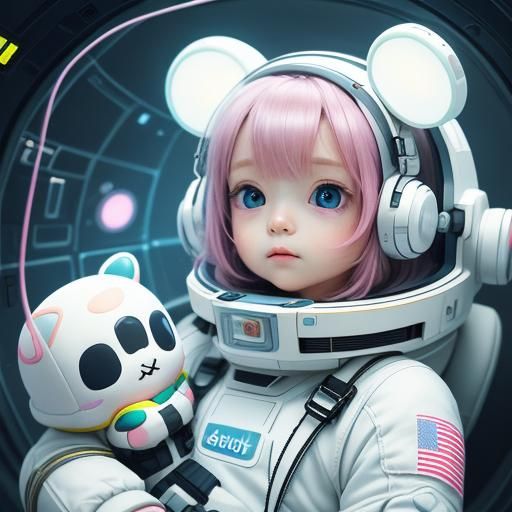 Adorable Space Baby in Futuristic Spaceship