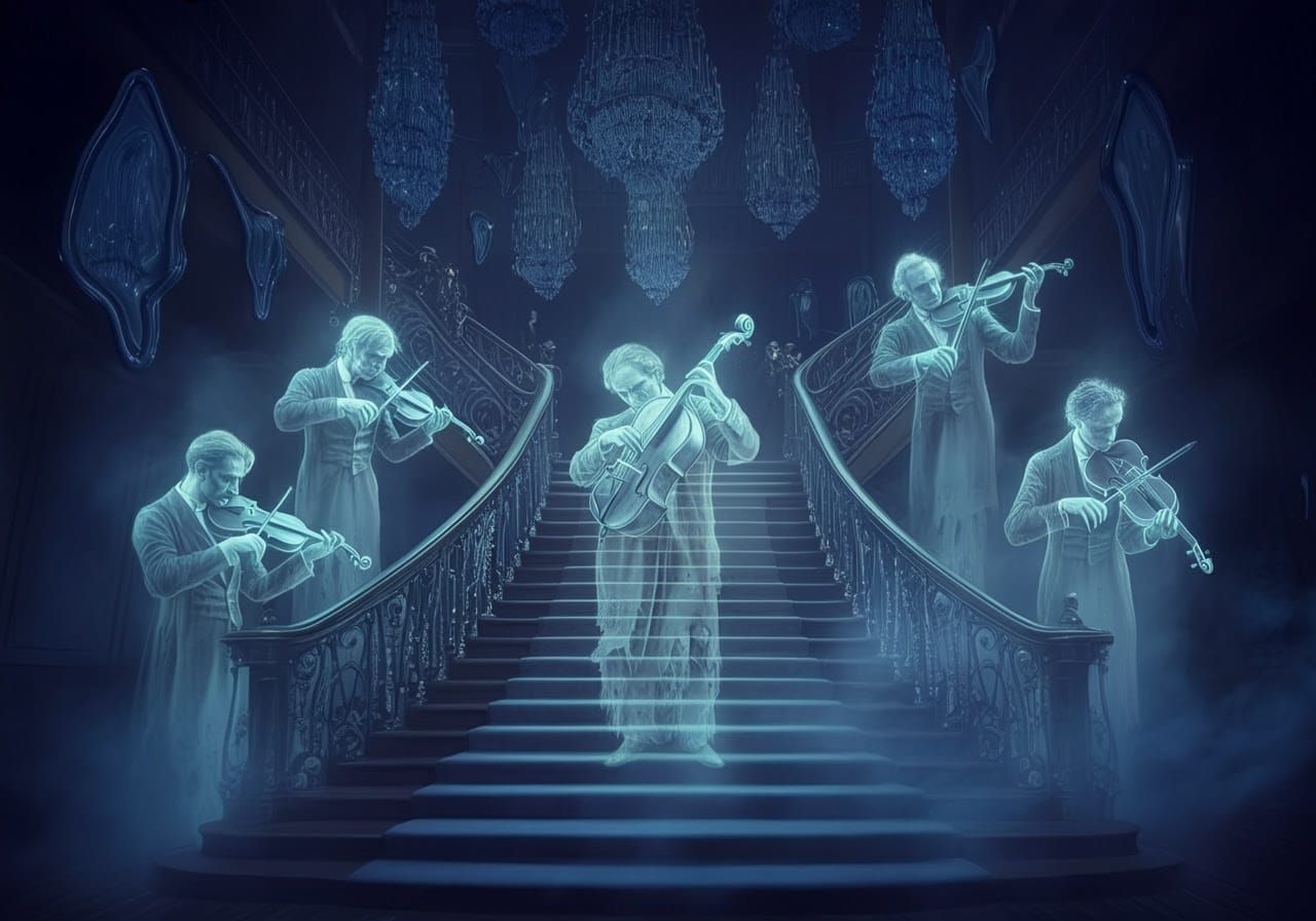 Surrealist Orchestra Melts on Titanic Staircase