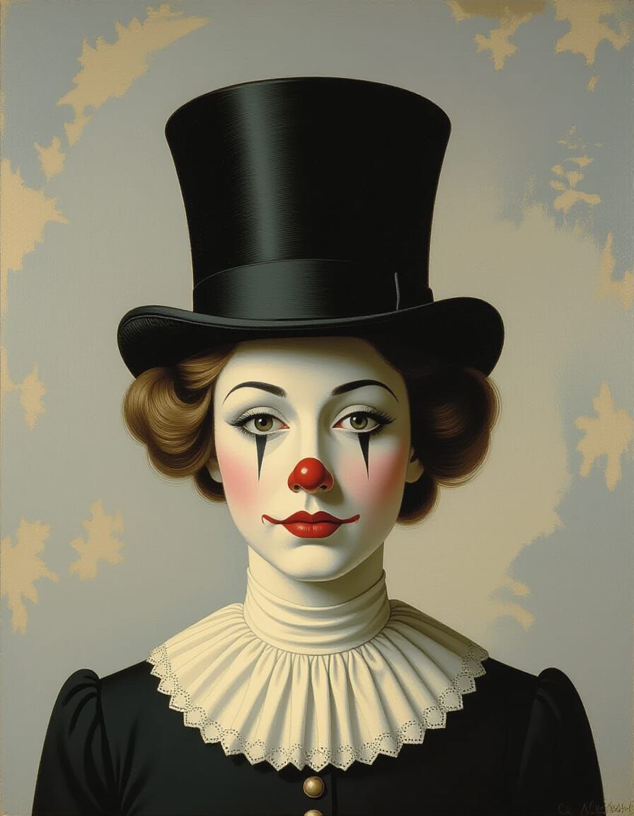 Headless Woman Holding Clown Head in Surrealist Style