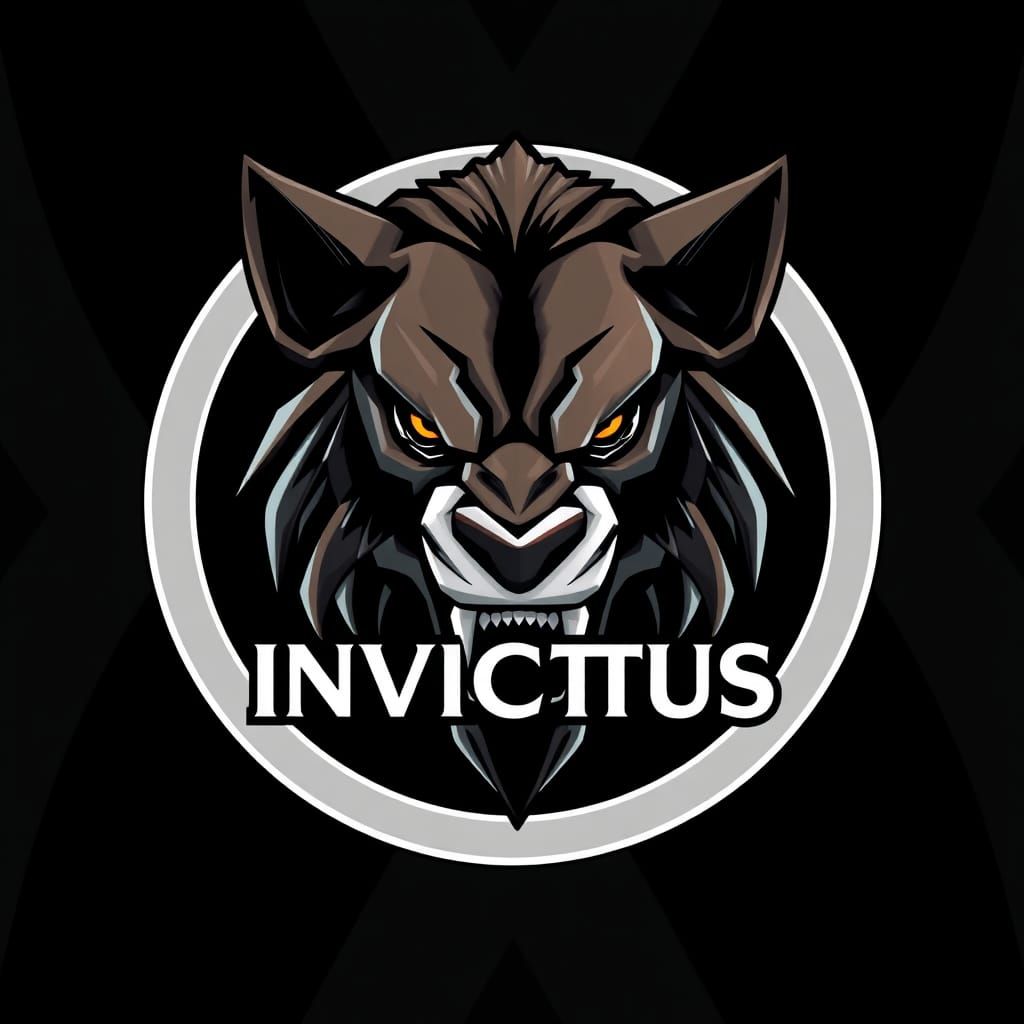 Saber-toothed Logo in Minimalist Circle with Invictus Text