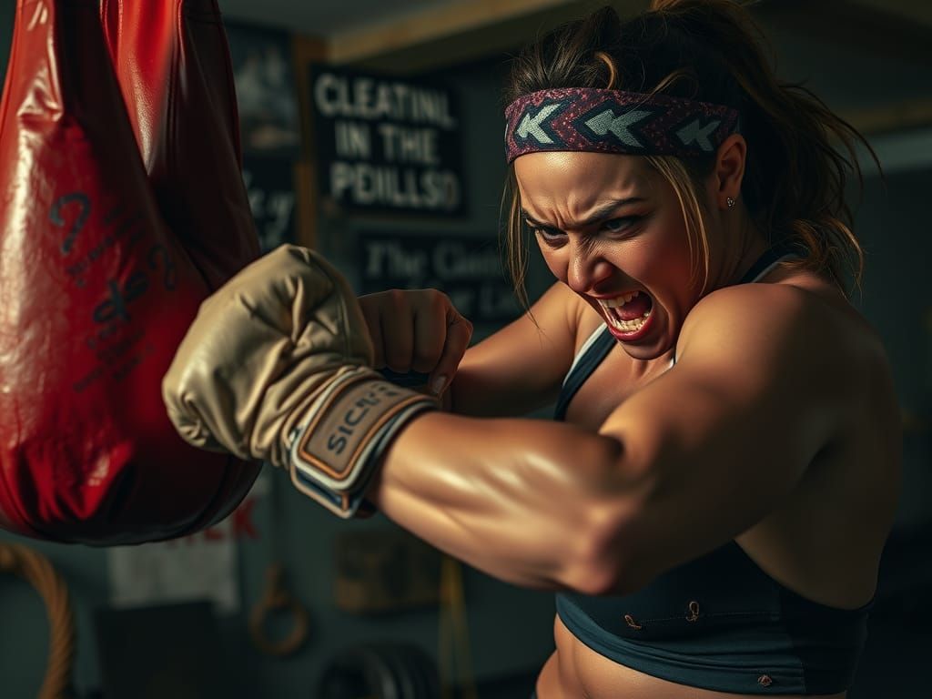 Fierce Anger Release in Gritty Gym Scene