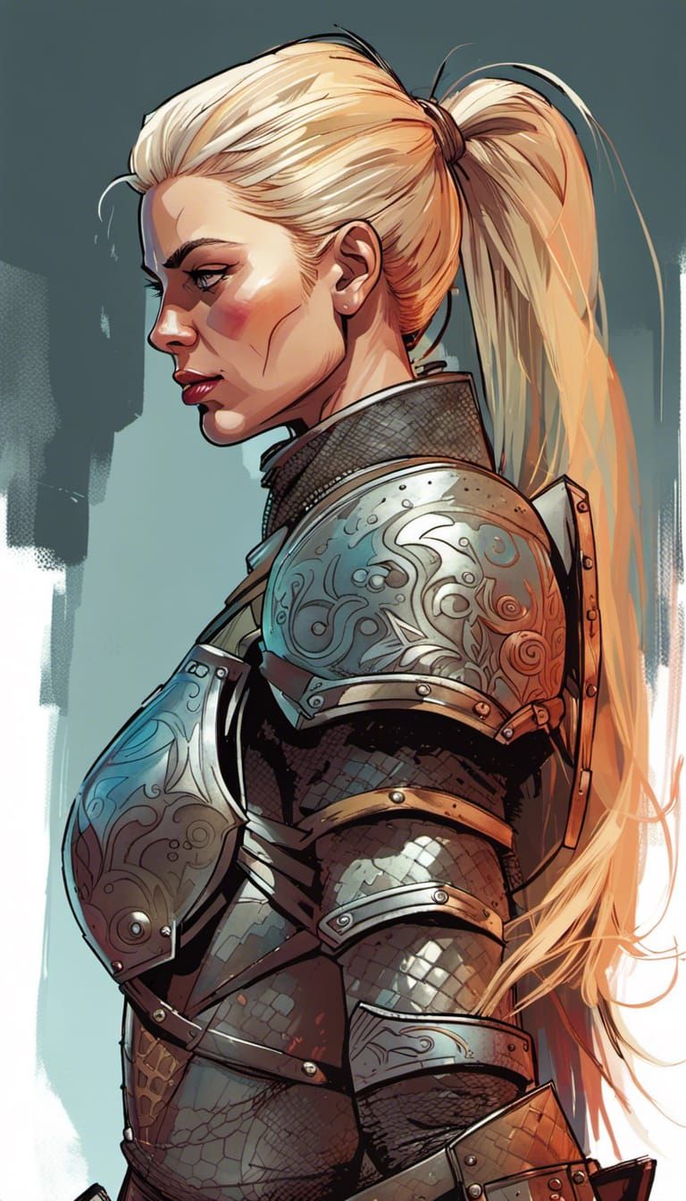 Surreal Female Warlord in Epic Armor with Hyperdetailed Art