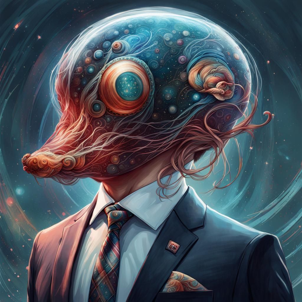 Elegant Amoeba Gentleman in Dark Academia Attire